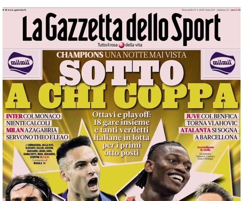 Gazzetta sulla notte di Champions: "Sotto a chi Coppa" 