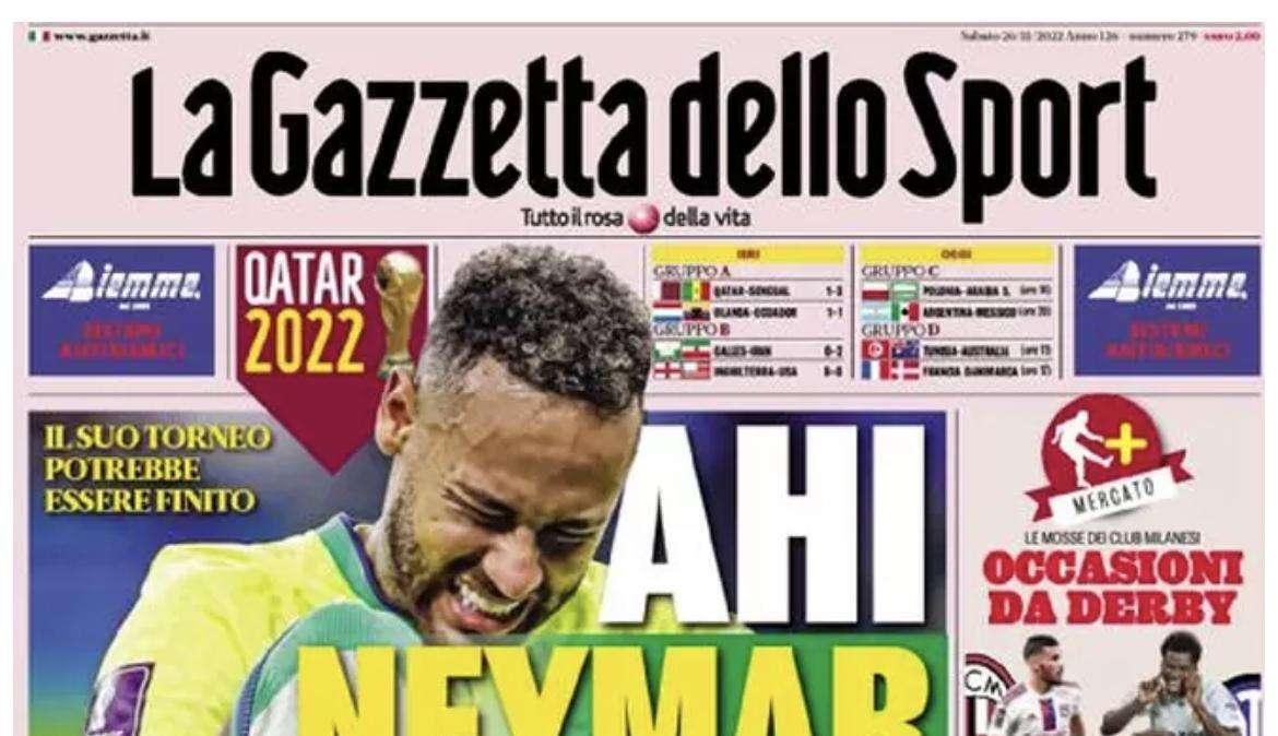 PRIMA PAGINA - L'apertura della Gazzetta dello Sport: "Ahi Neymar"