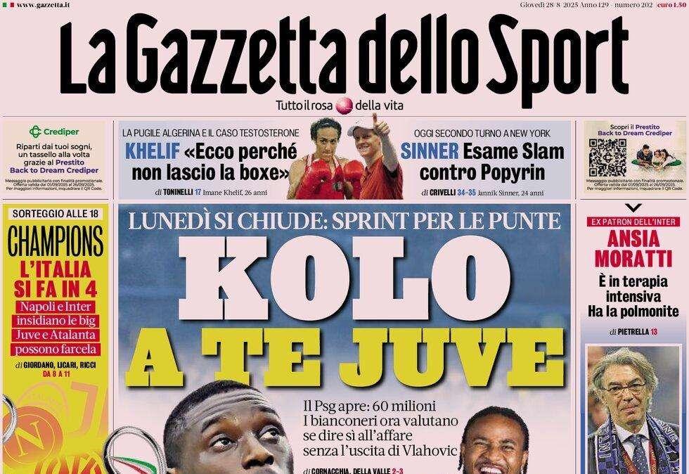 La Gazzetta dello Sport: "Conte aspetta Hojlund e trova Elmas"