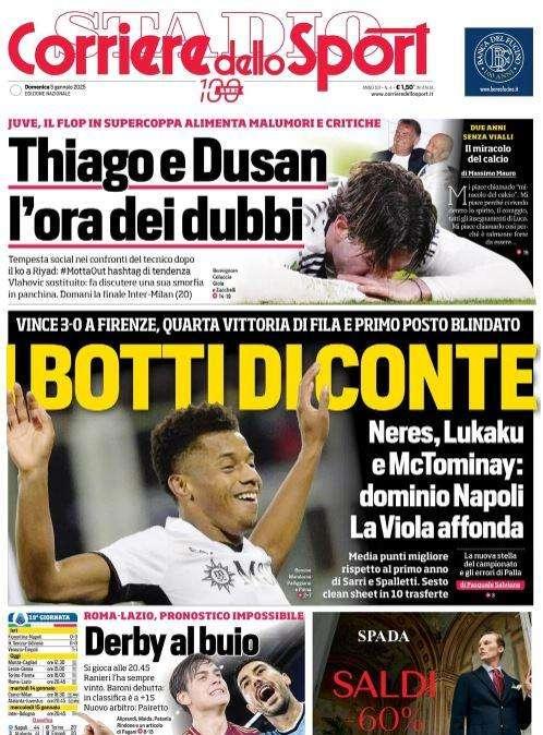 Corriere dello Sport apre col successo di Firenze: "I botti di Conte"
