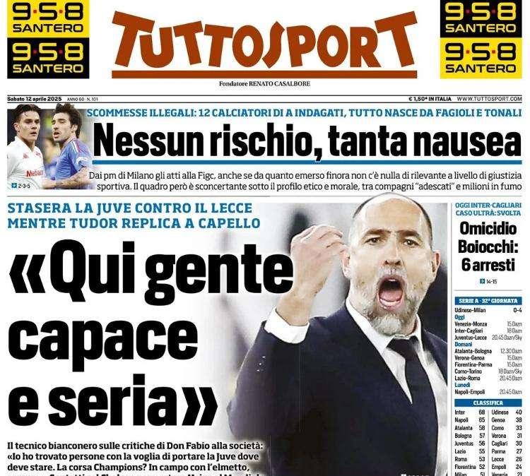 Tuttosport verso Juve-Lecce: "Qui gente capace e seria"