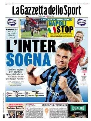 La Gazzetta dello Sport titola: "L'Inter sogna. Napoli stop"