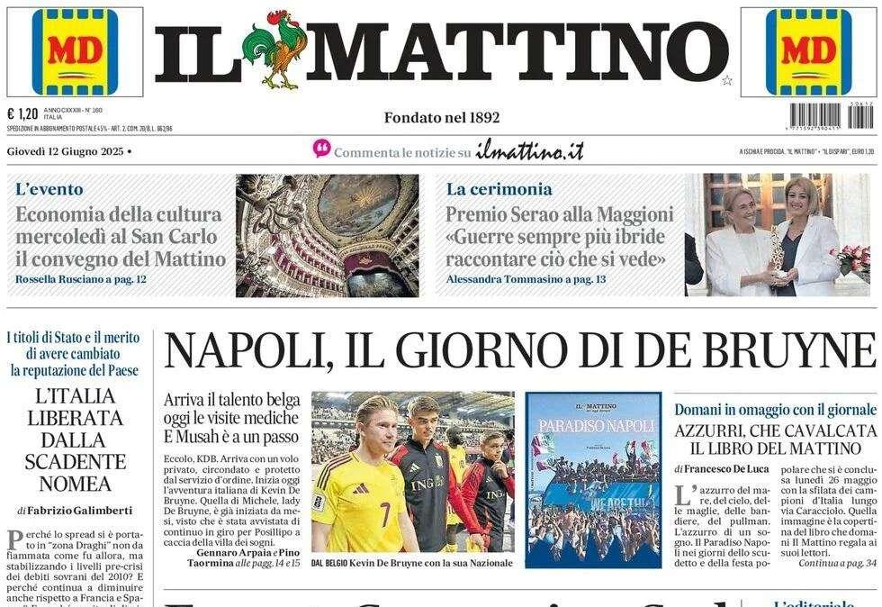 Il Mattino: "Napoli, il giorno di De Bruyne"