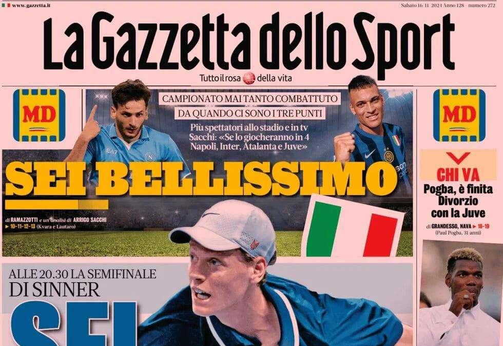 Gazzetta dello Sport: "Sei bellissimo: campionato mai così combattuto" 