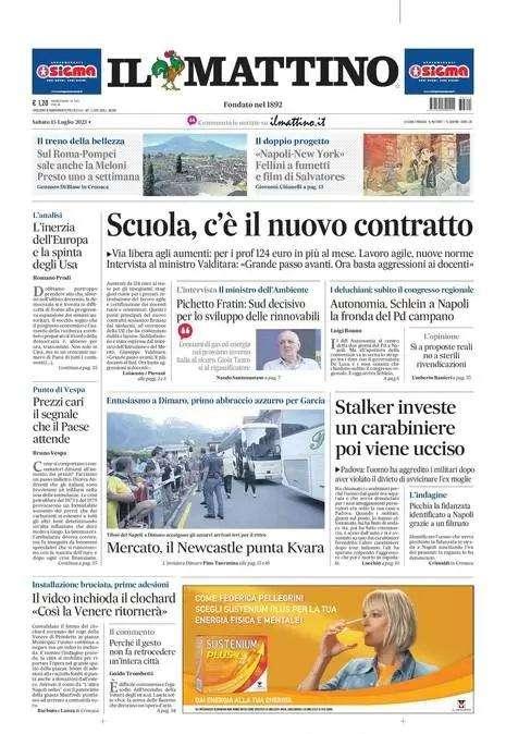 PRIMA PAGINA - Il Mattino: "Il Newcastle punta Kvara"