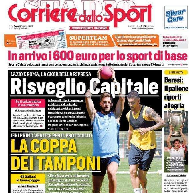 PRIMA PAGINA - CdS: "Si va verso il sì per gli allenamenti collettivi in Serie A"
