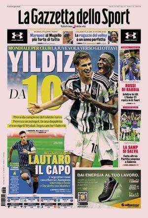"Yildiz da 10": Gazzetta dello Sport in prima pagina celebra il turco