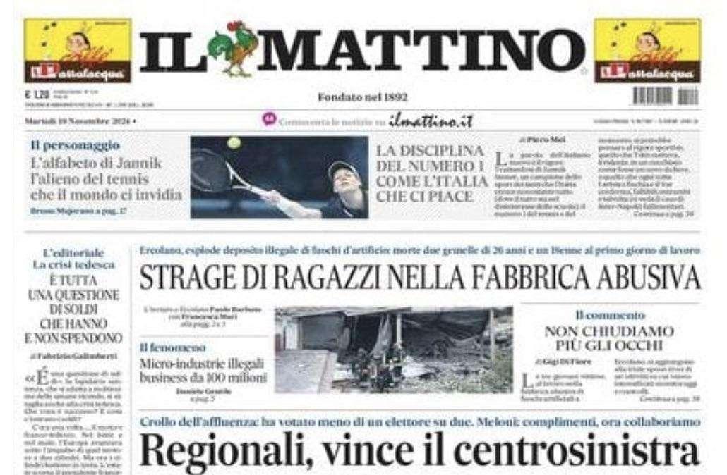 Il Mattino: "L'alfabeto di Jannik: l'alieno del tennis che il mondo ci invidia"