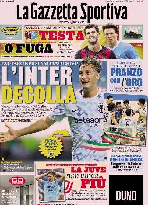 La Gazzetta dello Sport su Milan-Napoli: "Testa o fuga"