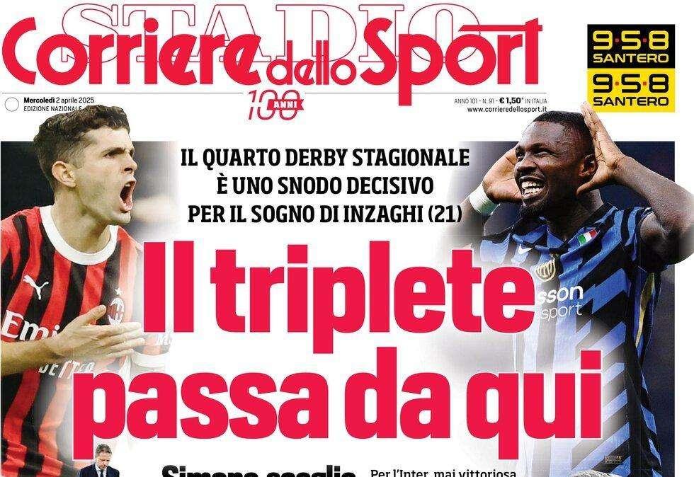 Corriere dello Sport carica l'Inter: "Il triplete passa da qui"