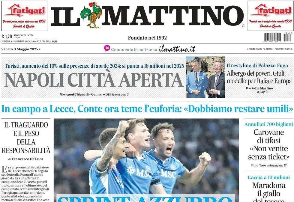 Il Mattino: "Sprint azzurro: Conte teme l'euforia"