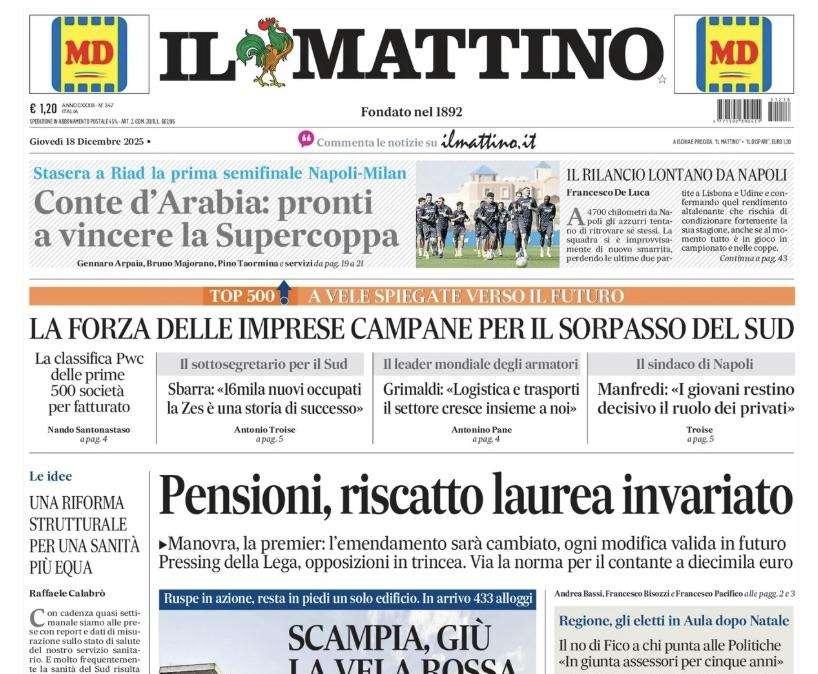Il Mattino: "Conte d'Arabia, pronti a vincere la Supercoppa"