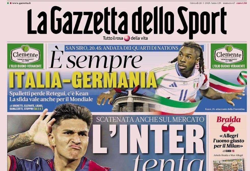 La Gazzetta dello Sport: "L'Inter scatenata sul mercato: tenta Castro"