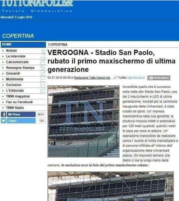 "Rubato maxi-schermo al San Paolo", fanpage juventine diffondono fake-news 'usando' Tuttonapoli: ci tuteleremo legalmente