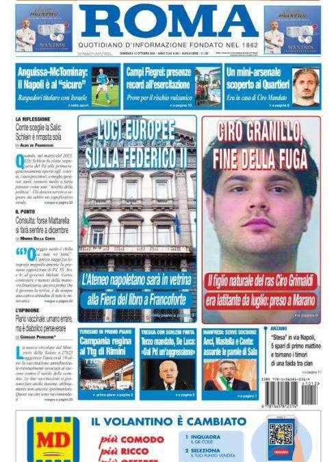 Il Roma titola: "Anguissa-McTominay, il Napoli è al sicuro"