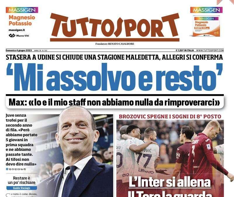 PRIMA PAGINA - Tuttosport in taglio basso: "Napoli, festa e addii"