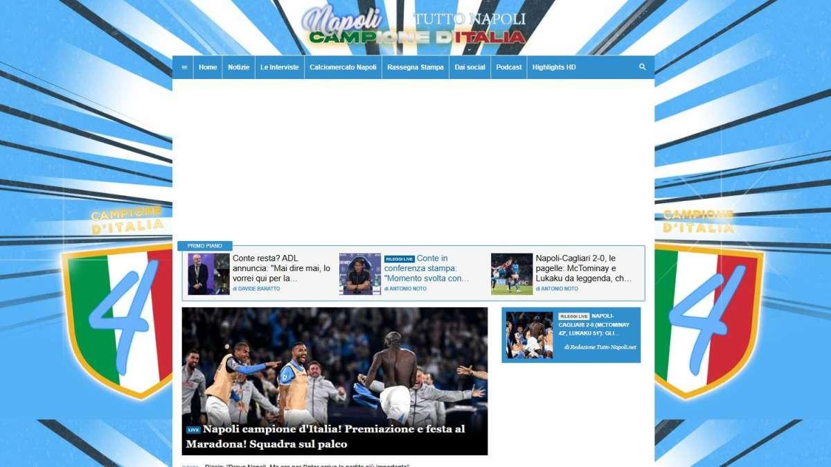 Lo Scudetto su Tuttonapoli, nuovo look: home page speciale per il 4° Scudetto!