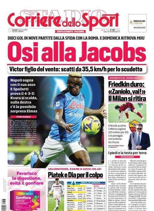 PRIMA PAGINA - Cds Campania: “Osi alla Jacobs”