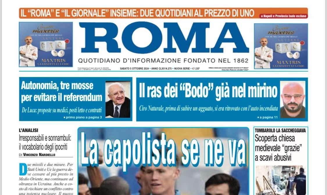 Il Roma: "La capolista se ne va"
