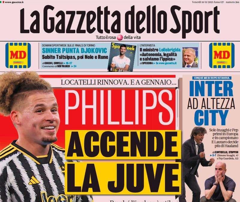 PRIMA PAGINA - Gazzetta: "Figuraccia Roma. Phillips accende la Juve"