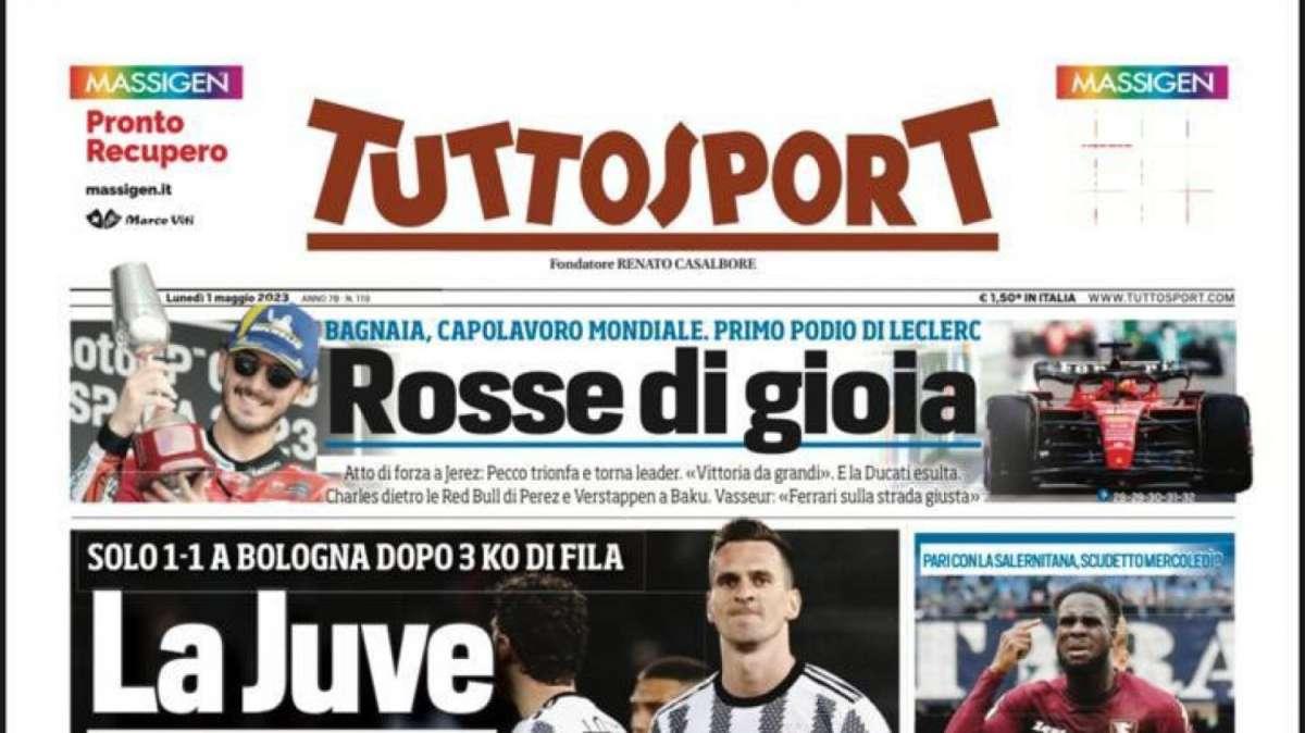 PRIMA PAGINA - Tuttosport: "Un Dia all'improvviso rinvia la festa Napoli"