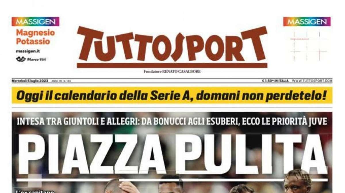PRIMA PAGINA - Tuttosport: “Piazza pulita"