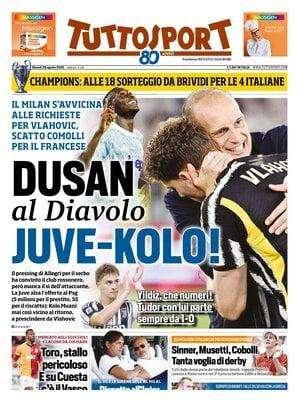 Tuttosport: "Juve, Dusan al Diavolo. Kolo c'è! Inzaghi, dispetto all'Inter"