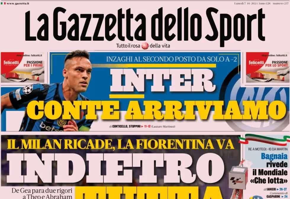 Gazzetta sull'Inter: "Conte arriviamo"