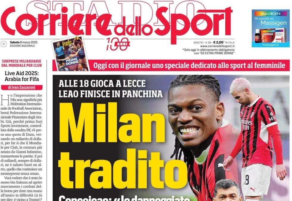 Corriere dello Sport: "Milan tradito"