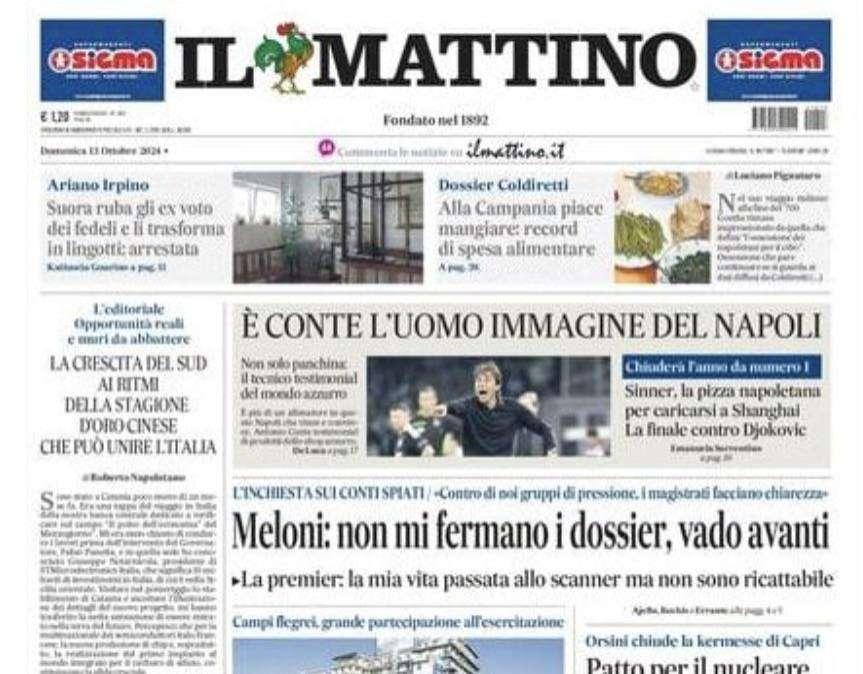 Il Mattino: "È Conte l'uomo immagine del Napoli"