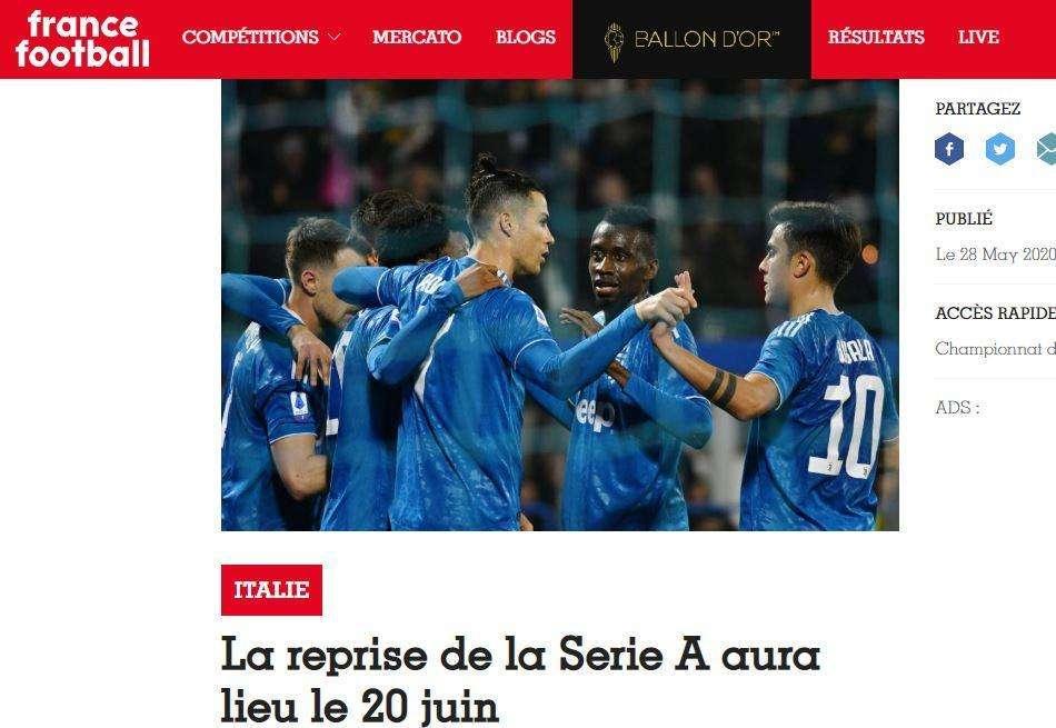 FOTOGALLERY - La Serie A riparte, le reazioni dall'estero: le aperture delle testate internazionali