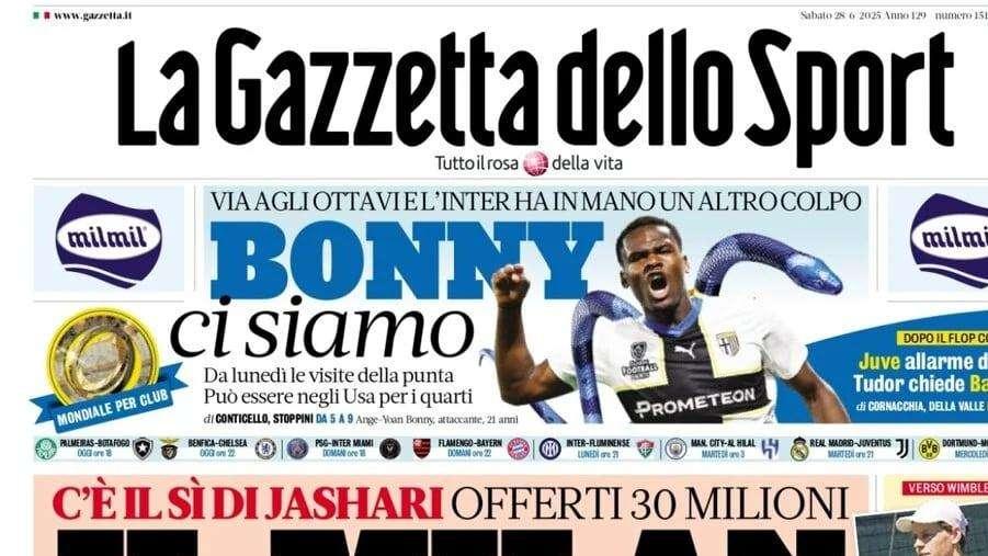 Gazzetta dello Sport: "Il Milan scatta. Bonny, ci siamo"