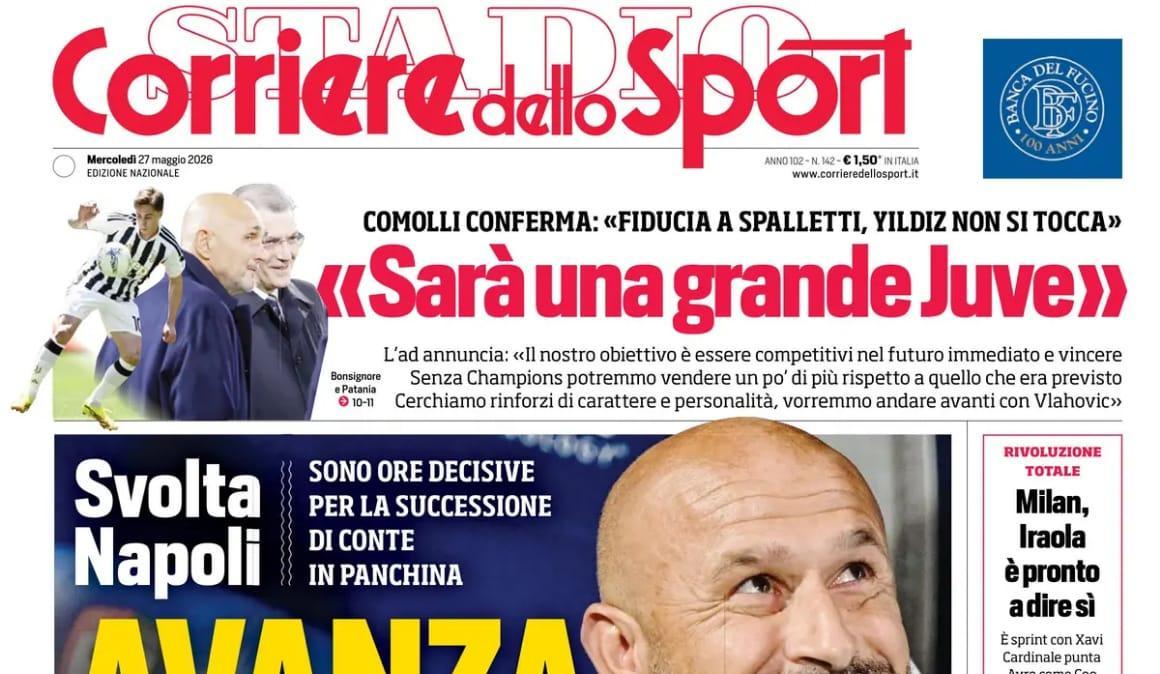 Sorpassato Allegri, Corriere dello Sport: "Avanza Italiano"