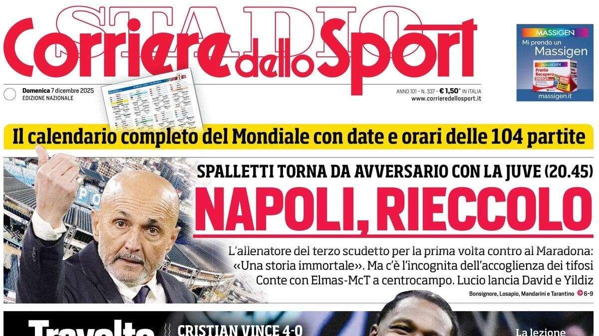 Corriere dello Sport e il ritorno di Spalletti: "Napoli, rieccolo"