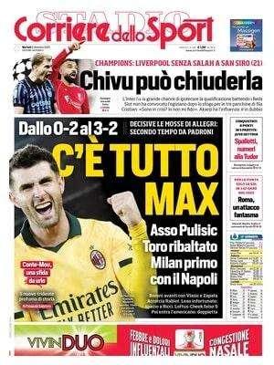 Corriere dello Sport: "C'è tutto Max: Milan primo con il Napoli"