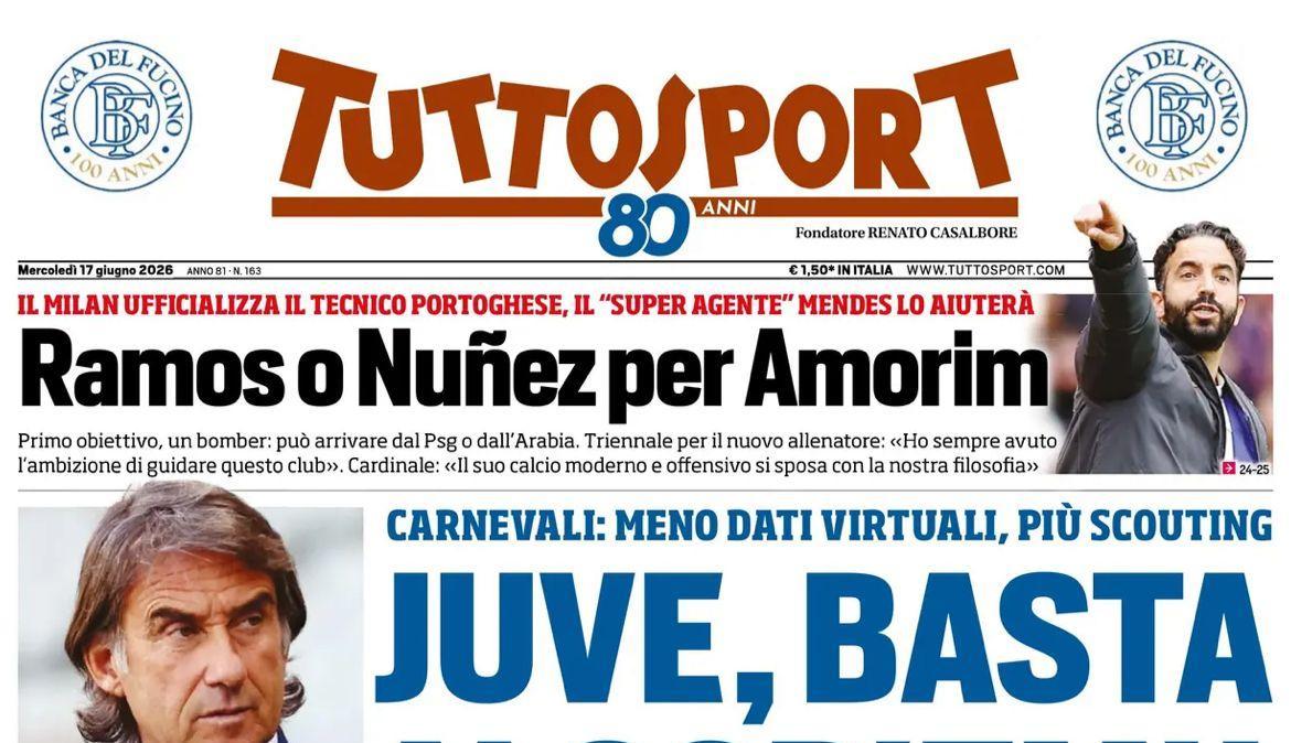 Rivoluzione Juve, Tuttosport "Basta algoritmi"