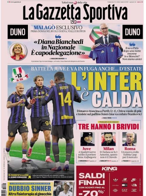 Il Derby d'Italia estivo è nerazzurro, La Gazzetta dello Sport: "L'Inter è calda"