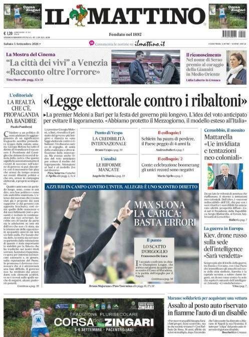 Conferenza Allegri, Il Mattino titola: "Max suona la carica"