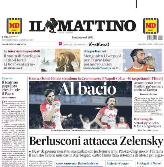 PRIMA PAGINA - Il Mattino: "Al bacio"