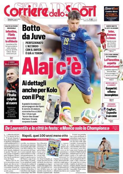 Centenario Napoli, Corriere dello Sport: "De Laurentiiis e la città in festa"