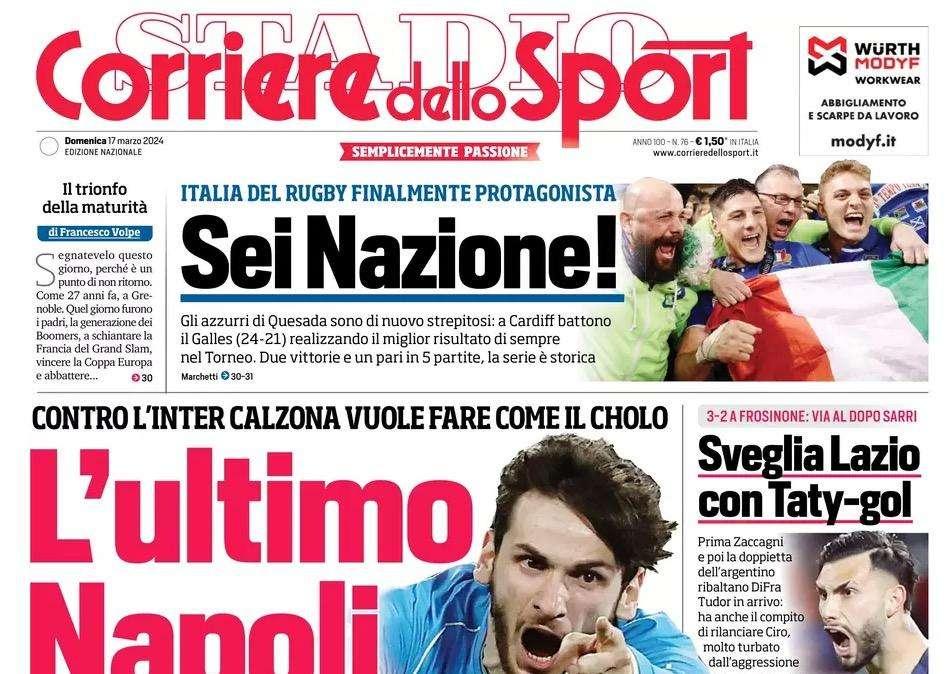 PRIMA PAGINA - Cds: "L'ultimo Napoli: allarme Osi, c'è Raspa"