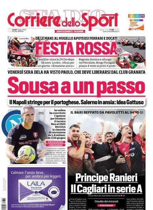 PRIMA PAGINA - CdS Campania: "Sousa ad un passo! Clausola scade il 20 giugno"