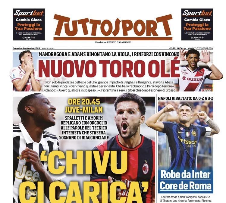 Tuttosport: "Robe da Inter, Core de Roma. Oggi tocca a Spalletti ed Amorim"