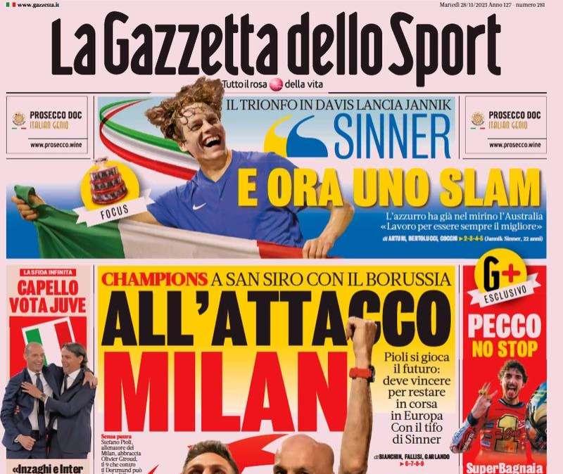 PRIMA PAGINA - Gazzetta: "Milan all'attacco: Pioli si gioca il futuro"