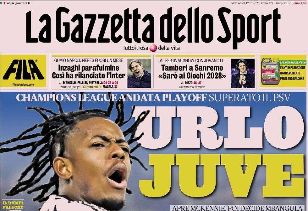 Gazzetta dello Sport "Champions, urlo Juve"