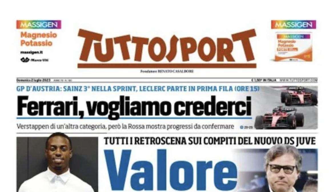 PRIMA PAGINA - Tuttosport: “Valore agGiuntoli”