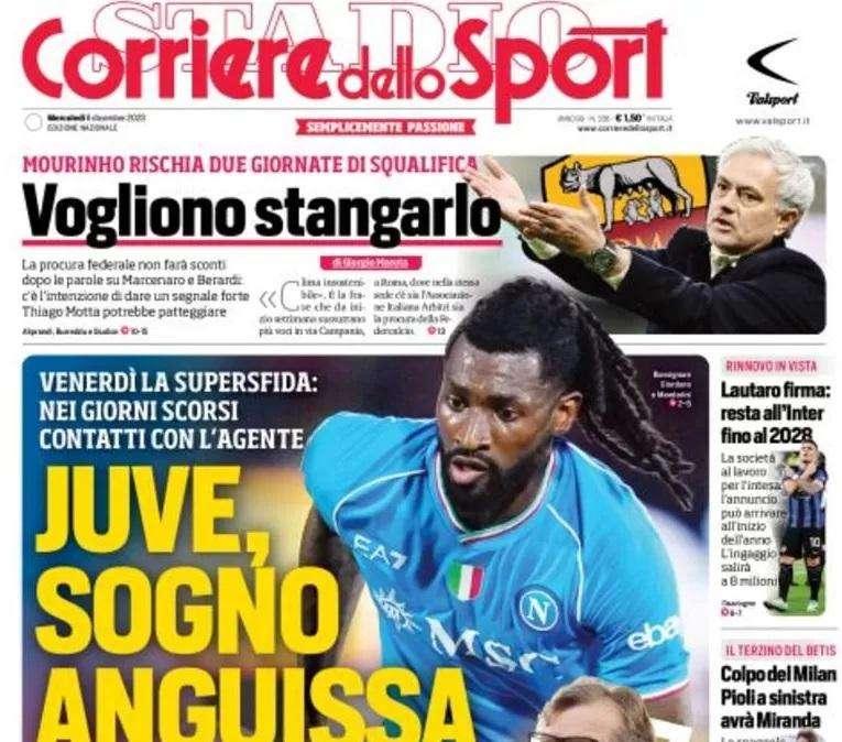 PRIMA PAGINA - CdS: "Juve, sogno Anguissa" 