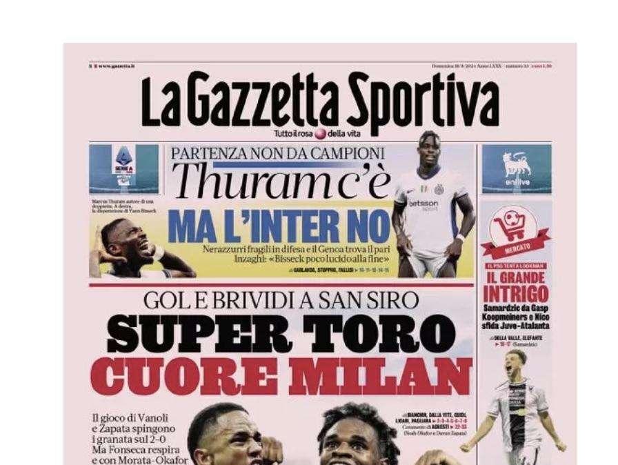 Gazzetta dello Sport: "Allarme Conte. Il tecnico si sfoga"