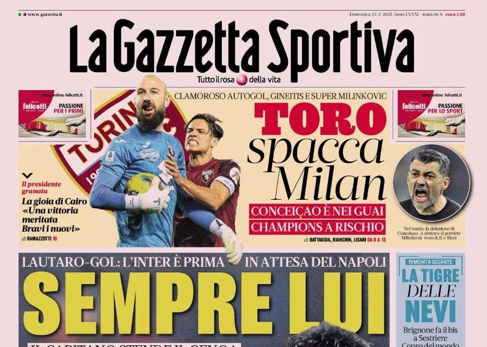 Gazzetta dello Sport: "Sempre lui! Faticoso sorpasso: Inter a +1!"
