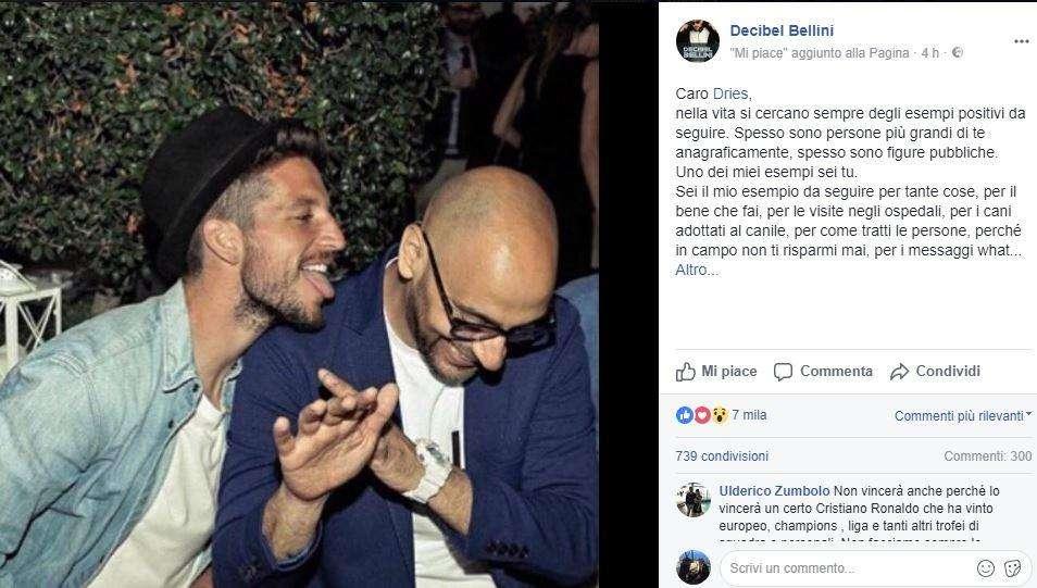 FOTO - 'Decibel' Bellini, emozionante lettera per Mertens: "Non vincerai il Pallone d'Oro, ma hai già il cuore..."